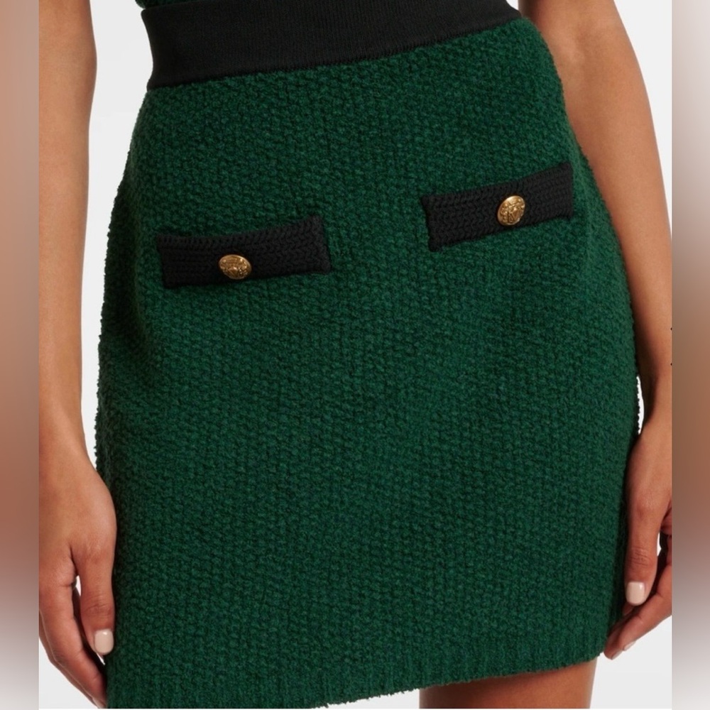 Veronica Beard Rivka Boucle Knit Pine Green Mini Skirt-XS-Quiet Luxury Designer